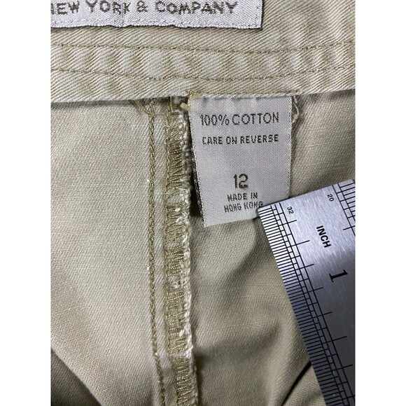 NY Khakis Skirt Women's 12‎ Tan 100% Cotton Pockets Flat Front Casual Safari - Picture 9 of 12